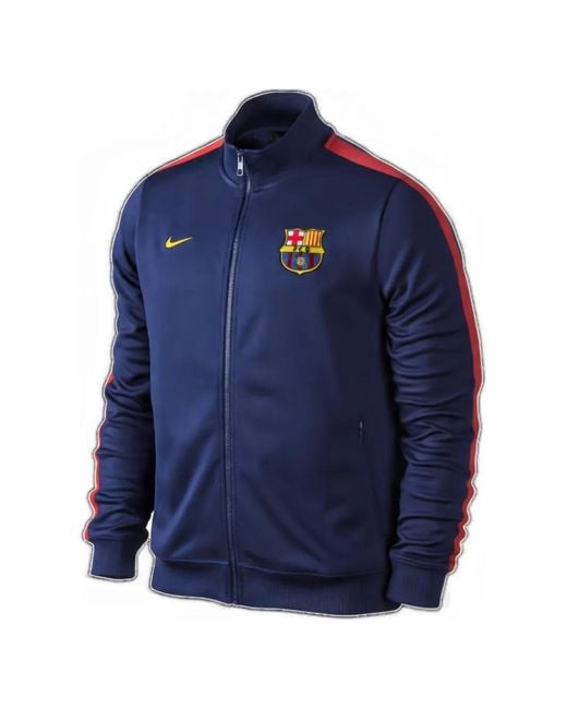 Nike Blue Fc Barcelona Logo-Patch Sweatshirt for men