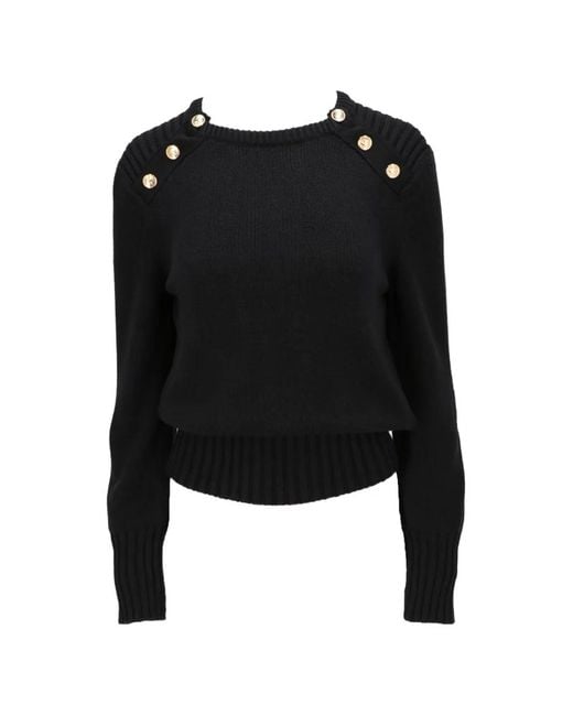 Isaia Black Button-Embellished Sweater