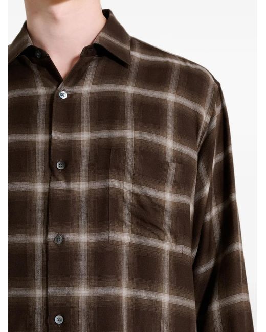 Ssstein Brown Check-Pattern Oversized Shirt for men