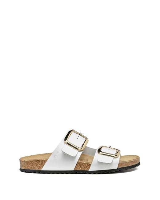 Geox White Buckle-Fastening Slides