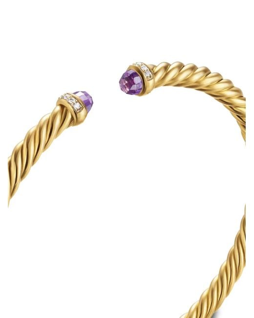 David Yurman Metallic 18Kt Cablespira Flex Amethyst And Diamond Bracelet (4Mm)