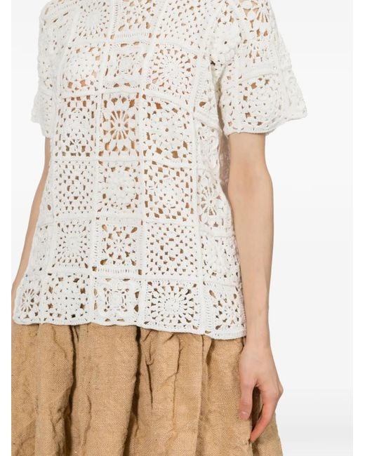 Comme des Garçons White Crochet-Knit Top