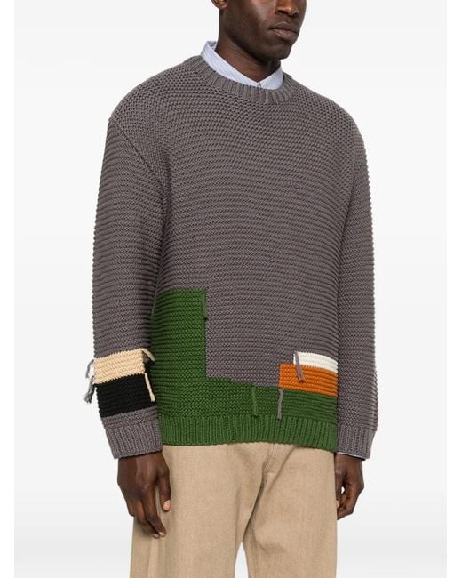 YMC Gray Patchwork Sweater for men