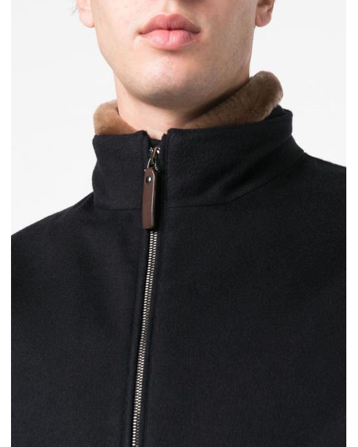 Canali Black Shearling-lined Cashmere Zip-up Jacket for men