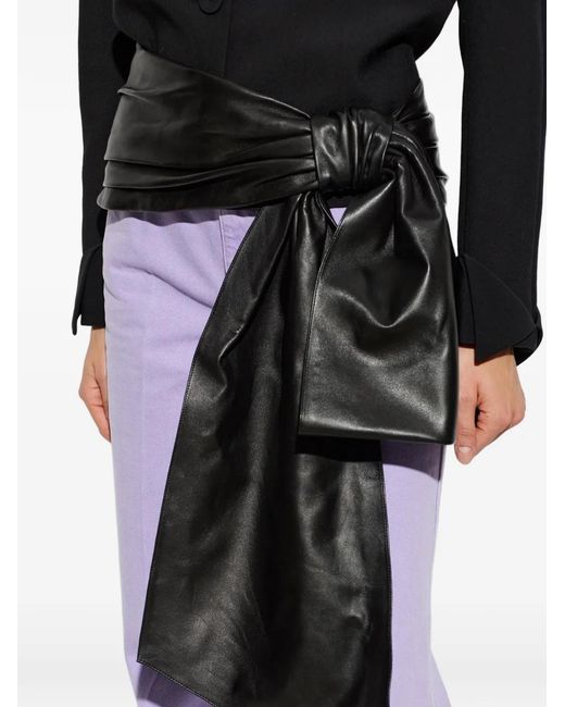 Chloé Black Ruched Leather Belt