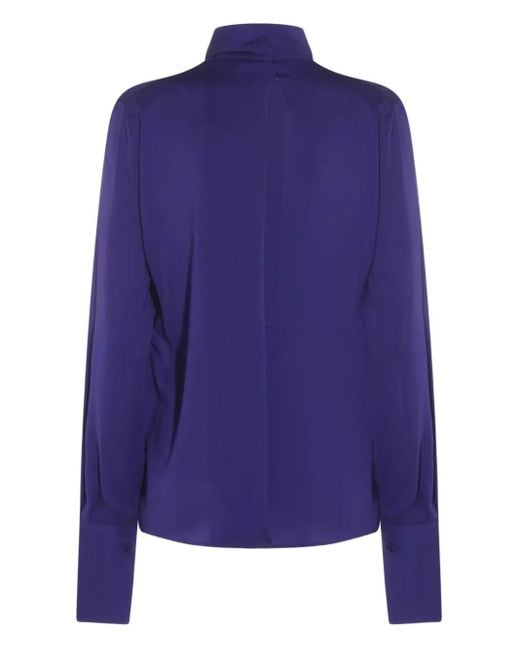 Tom Ford Blue High-Neck Blouse