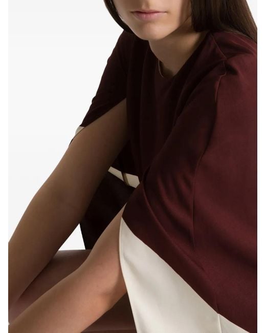 Alberta Ferretti Purple Colour-Block Cape-Style Mini Dress