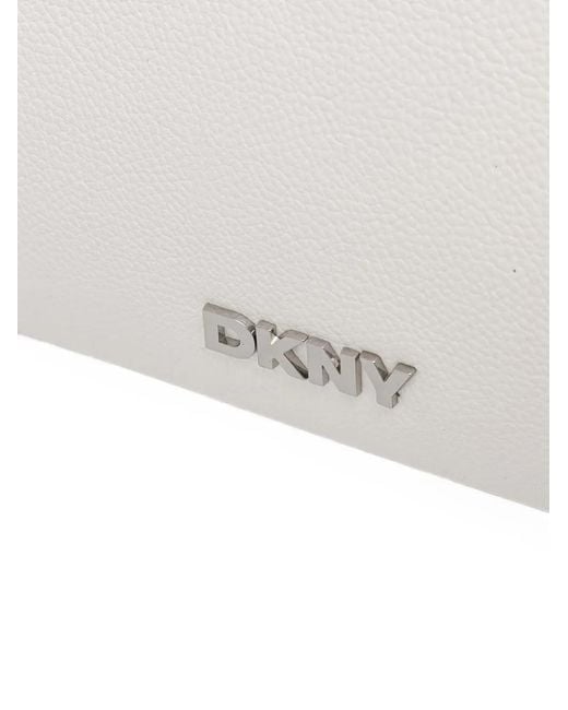 DKNY White Paula Commuter Logo-Plaque Knotted Tote Bag