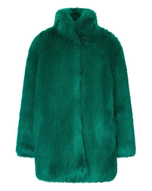 Roberto Cavalli Green Faux-Fur Coat