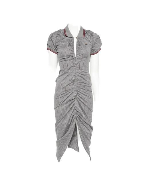 Vivienne Westwood Gray Pulling Ruched Asymmetric Midi Dress