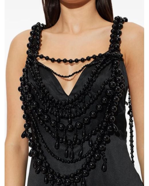 Balmain Black Bead-Embellished Silk Maxi Dress