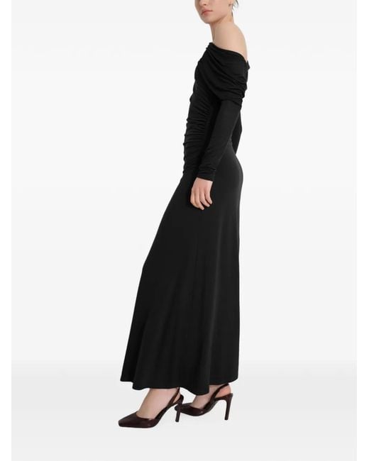 MARCELLA Black Ambrose Ruched Long-Sleeve Maxi Dress