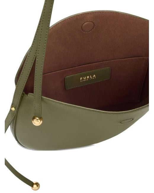 Furla Green Small Moonstone Leather Shoulder Bag