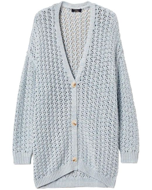 Twinset Blue Open-Knit Cardigan