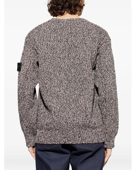 Stone Island Gray Logo-Patch Crew-Neck Sweater for men