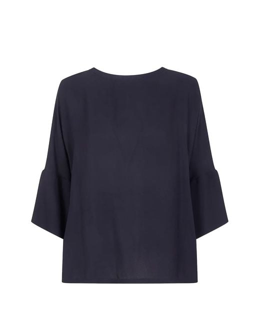 Liviana Conti Blue Deni Bell-Sleeve Blouse