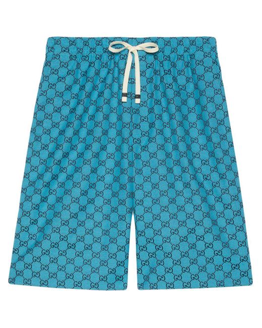 Gucci Blue GG Multicolour Canvas Shorts for men