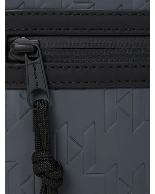 Karl Lagerfeld Black Monogram Camera Messenger Bag for men