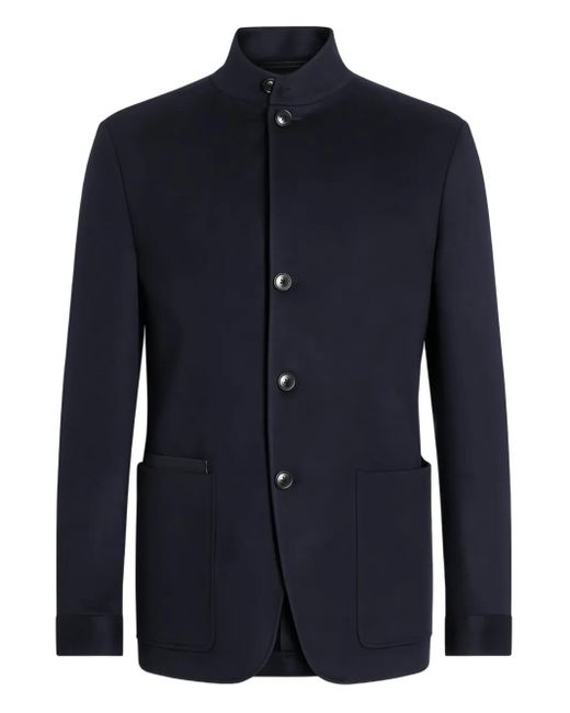 Zegna Blue Surchemise En Cuir À Poches Boutonnées for men