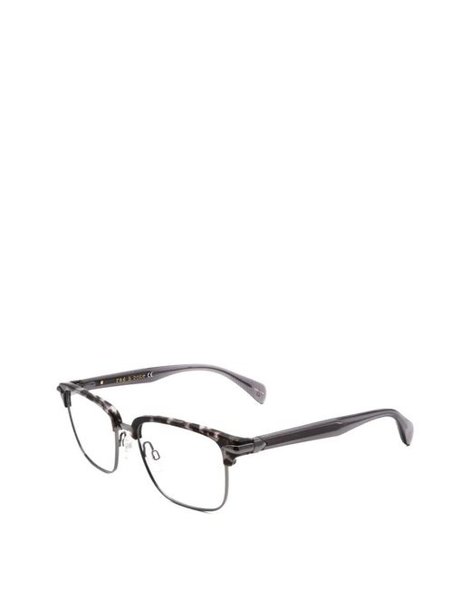 Rag & Bone White Havana Tortoiseshell-Effect Square-Frame Glasses for men