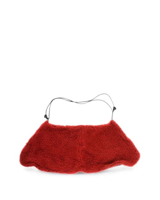 DSquared² Red Faux-Fur Drawstring Scarf