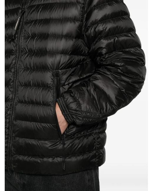 C P Company Black Goggle-Detail Padded Jacket for men