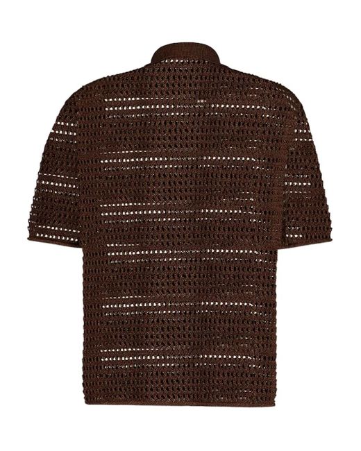 Commas Brown Open-Work Polo Shirt for men