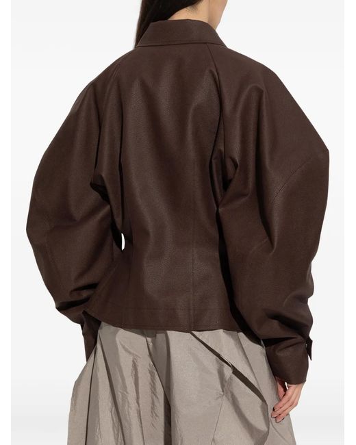 Issey Miyake Brown Veste Zippée À Manches Volumineuses