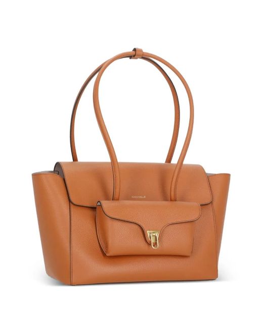 Coccinelle Brown Double Beat Large Shoulder Bag