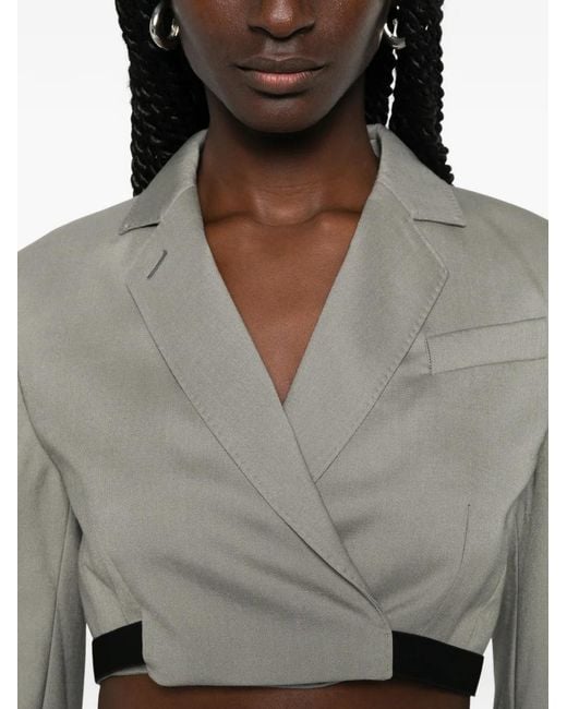 Max Mara Gray Mxavanadio Cropped Jacket