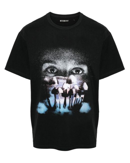 T-shirt con stampa grafica di M I S B H V in Black da Uomo