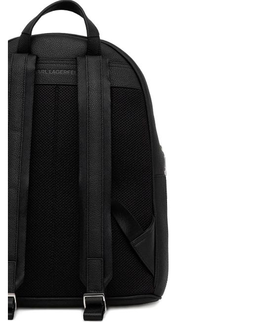 Karl Lagerfeld Black Embossed-Logo Backpack for men