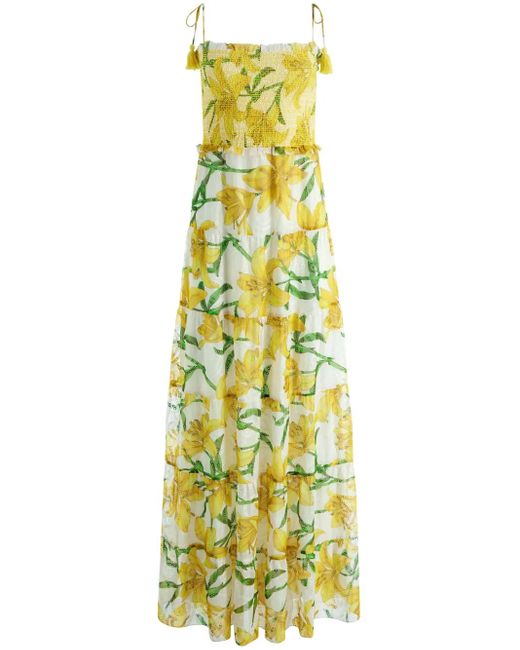 Abito Marna Lungo A Fiori di Alice + Olivia in Yellow