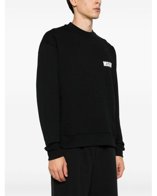 MSGM Katoenen Sweater Met Logoprint in het Black voor heren