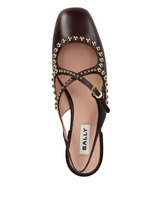 Bally Brown Rina Studded Slingback Pumps