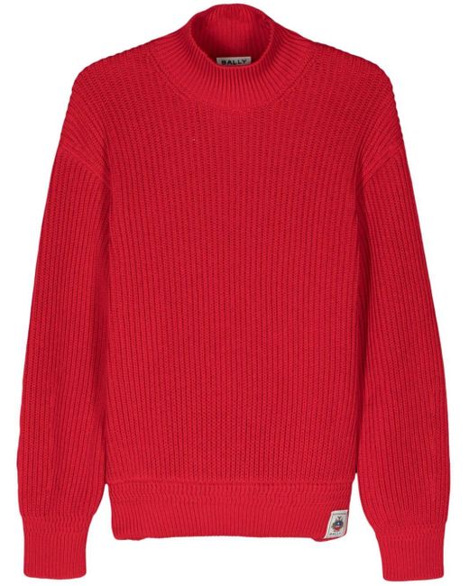 Bally Gerippter Pullover mit Stehkragen in Red für Herren