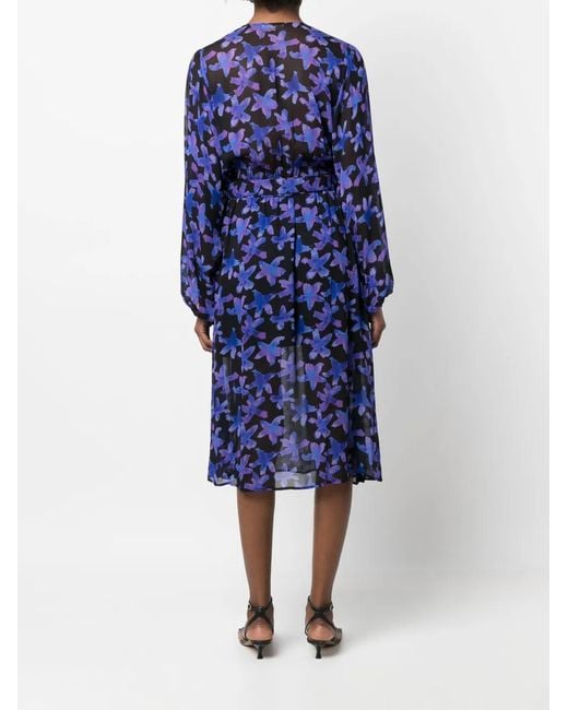 Patrizia Pepe Blue Starfish-Print Belted Dress