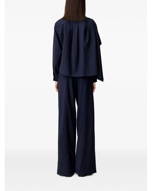 Claudie Pierlot Blue Draped-Detail Blazer