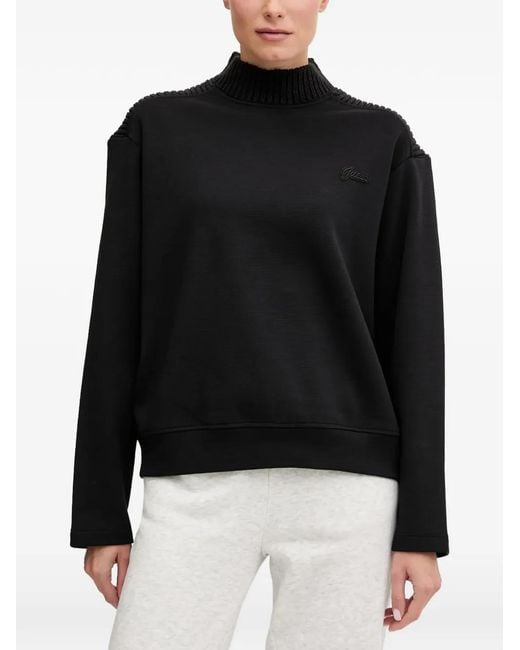 Guess Black Knitted High-Neck Sweatshirt