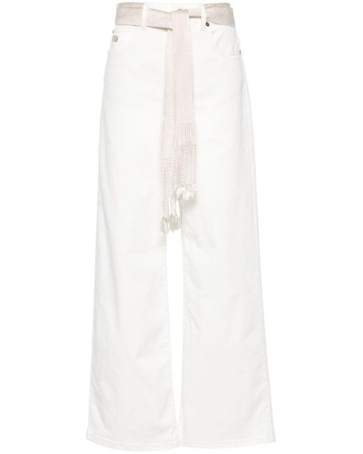 Agnona High Waist Jeans Met Wijde Pijpen in het White