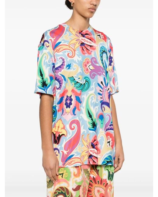 Etro White Comfortable Viscose Blend Tee
