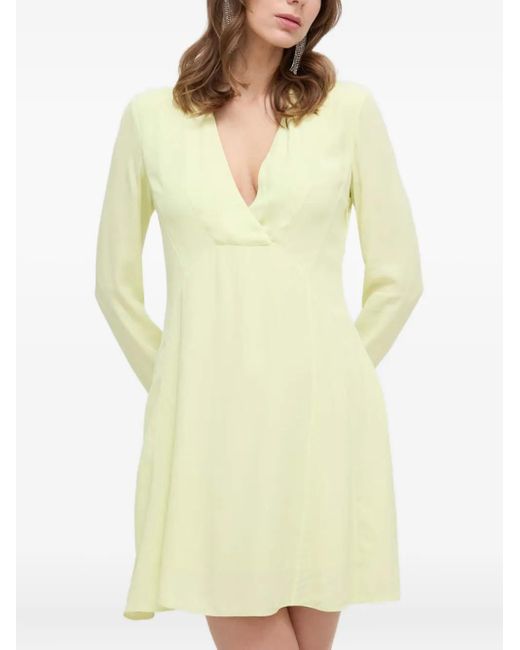 Patrizia Pepe Yellow Long-Sleeve Wrap Mini Dress