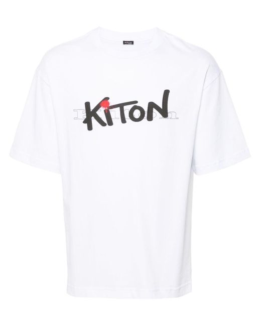 Kiton T-Shirt mit Logo-Print in White für Herren