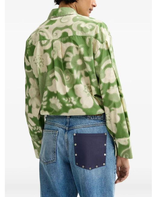 Essentiel Antwerp Green Floral-Print Shirt
