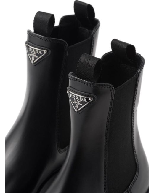 Prada Leather Monolith Ankle Boots 55 in Black | Lyst Australia