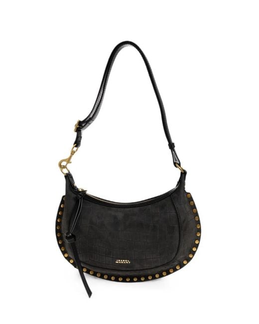 Isabel Marant Black Oskan Moon Stud-Embellished Shoulder Bag