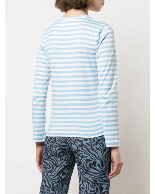 COMME DES GARÇONS PLAY Blue Striped Long Sleeve Top