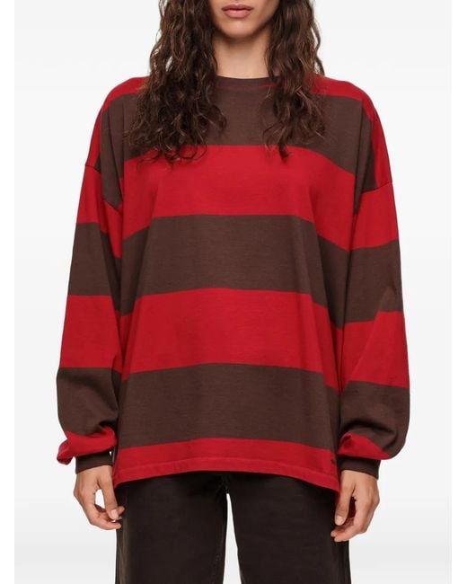 Bimba Y Lola Red Oversize Striped T-Shirt