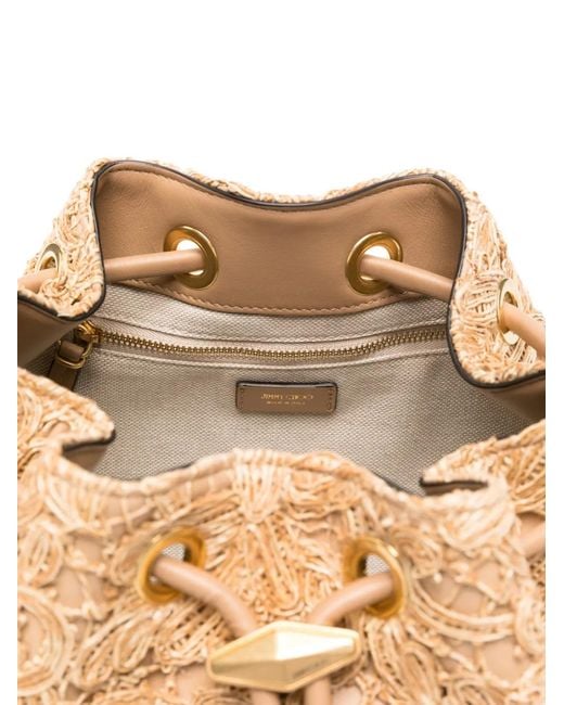 Jimmy Choo Metallic Medium Chin Flower-Raffia Tote Bag