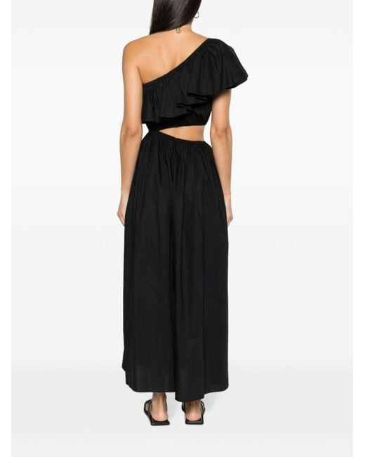 Matteau Black One-shoulder Asymmetric Maxi Dress